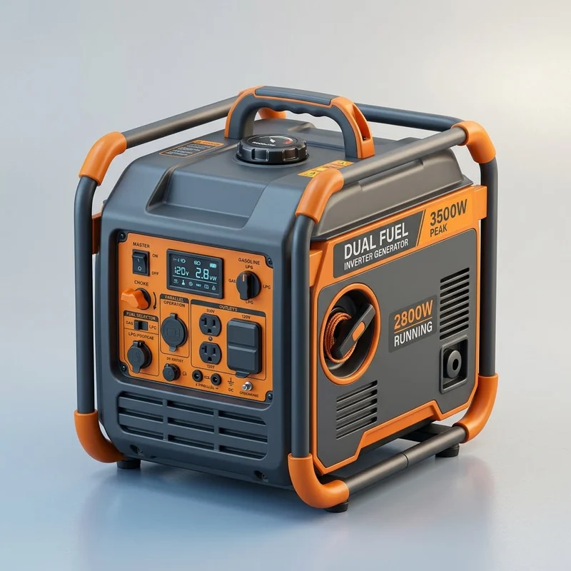 Illustrative render of a dual-fuel inverter generator