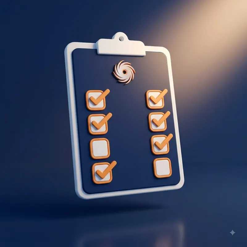 3D illustration of a hurricane preparedness checklist